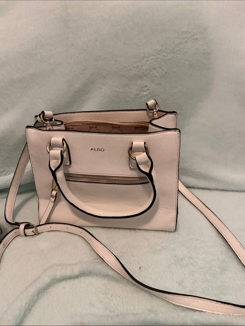 ALDO Pale Pink Structured Satchel with Detachable Strap